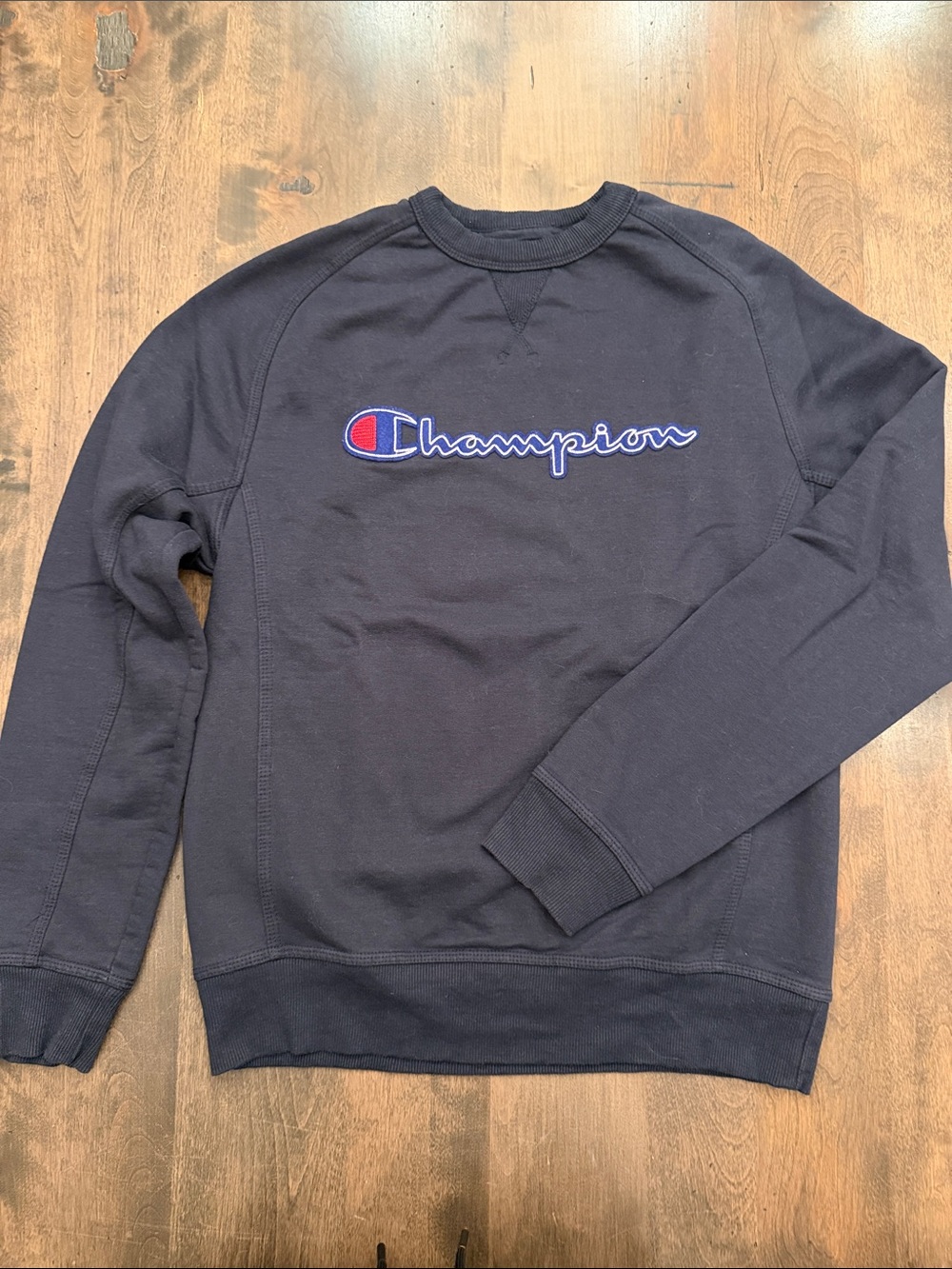 Champion Navy Crewneck with Retro Patch Logo